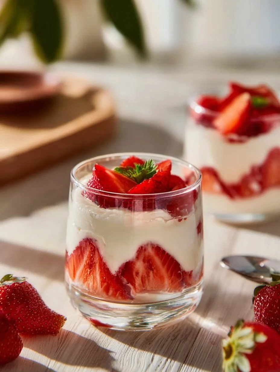 Deliciosas fresas con crema en un tazón, un postre irresistible