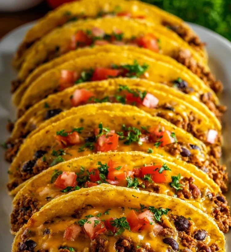 Tacos al Horno recién horneados con relleno sabroso