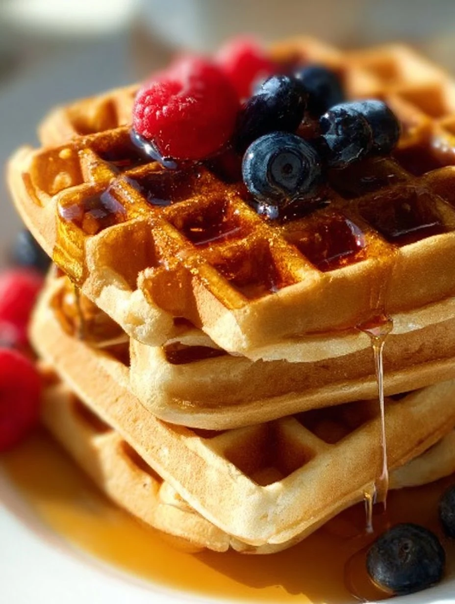 Waffles sin gluten recién hechos, perfectos para disfrutar en cualquier momento.