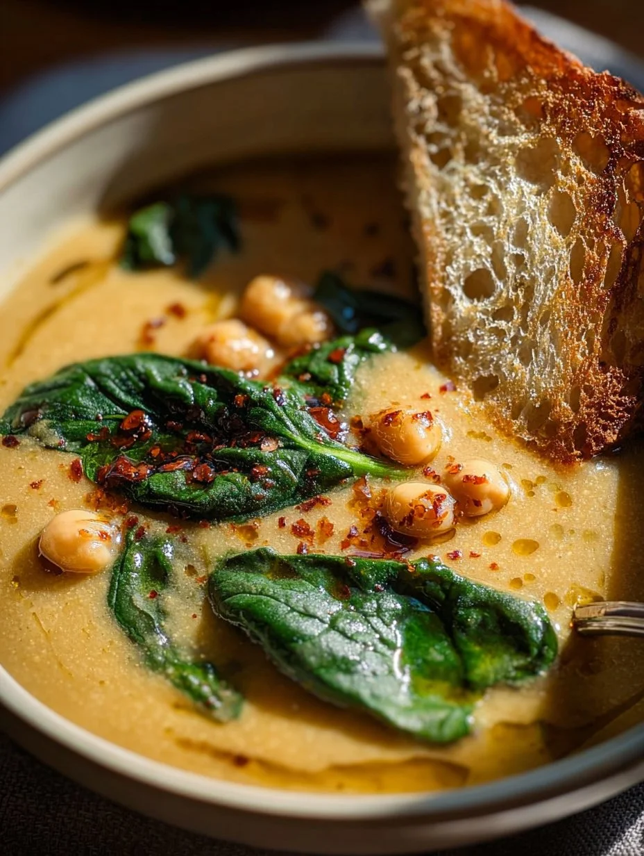 Plato de Sopa de Garbanzos Toscana con ingredientes frescos y sabrosos