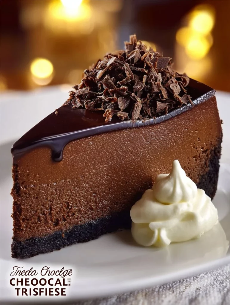 Deliciosa Tarta de Queso de Trufa de Chocolate, un postre irresistible y elegante.