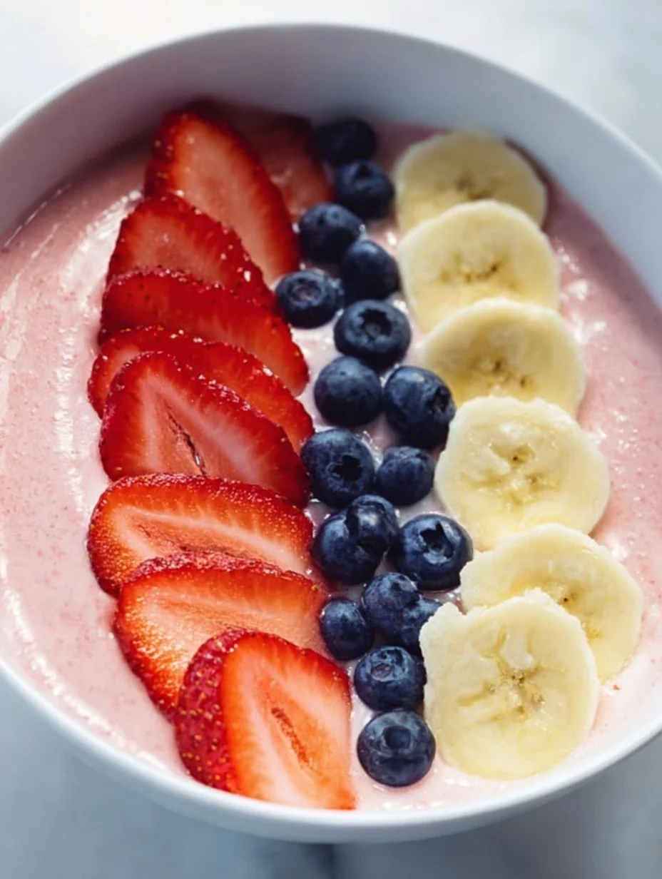 Tazón de batido de frutas con yogur griego y toppings saludables
