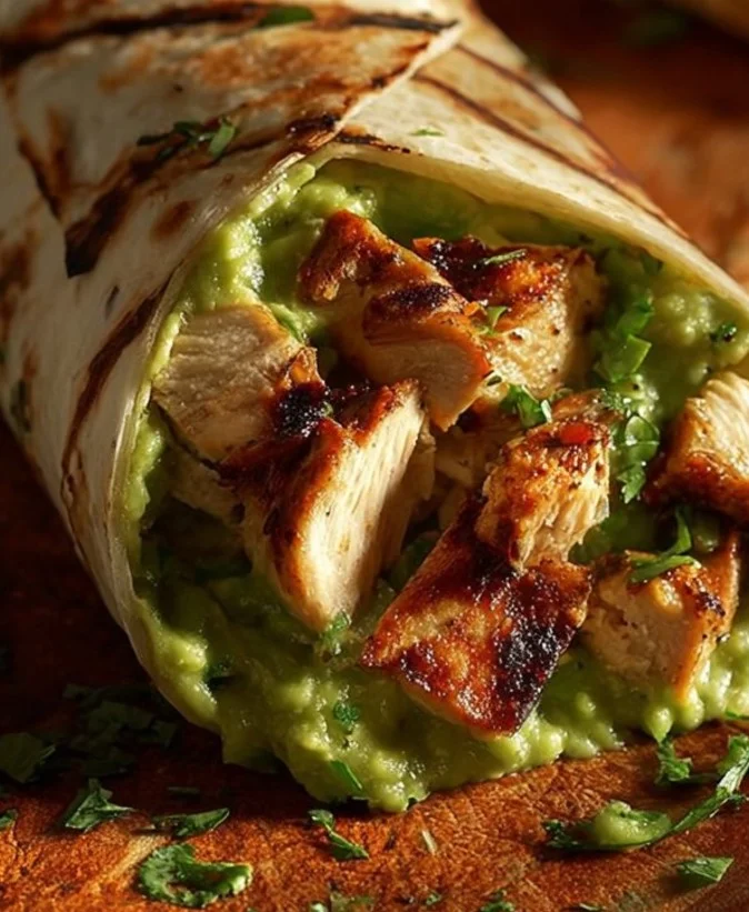 Wraps de pollo y aguacate frescos y saludables