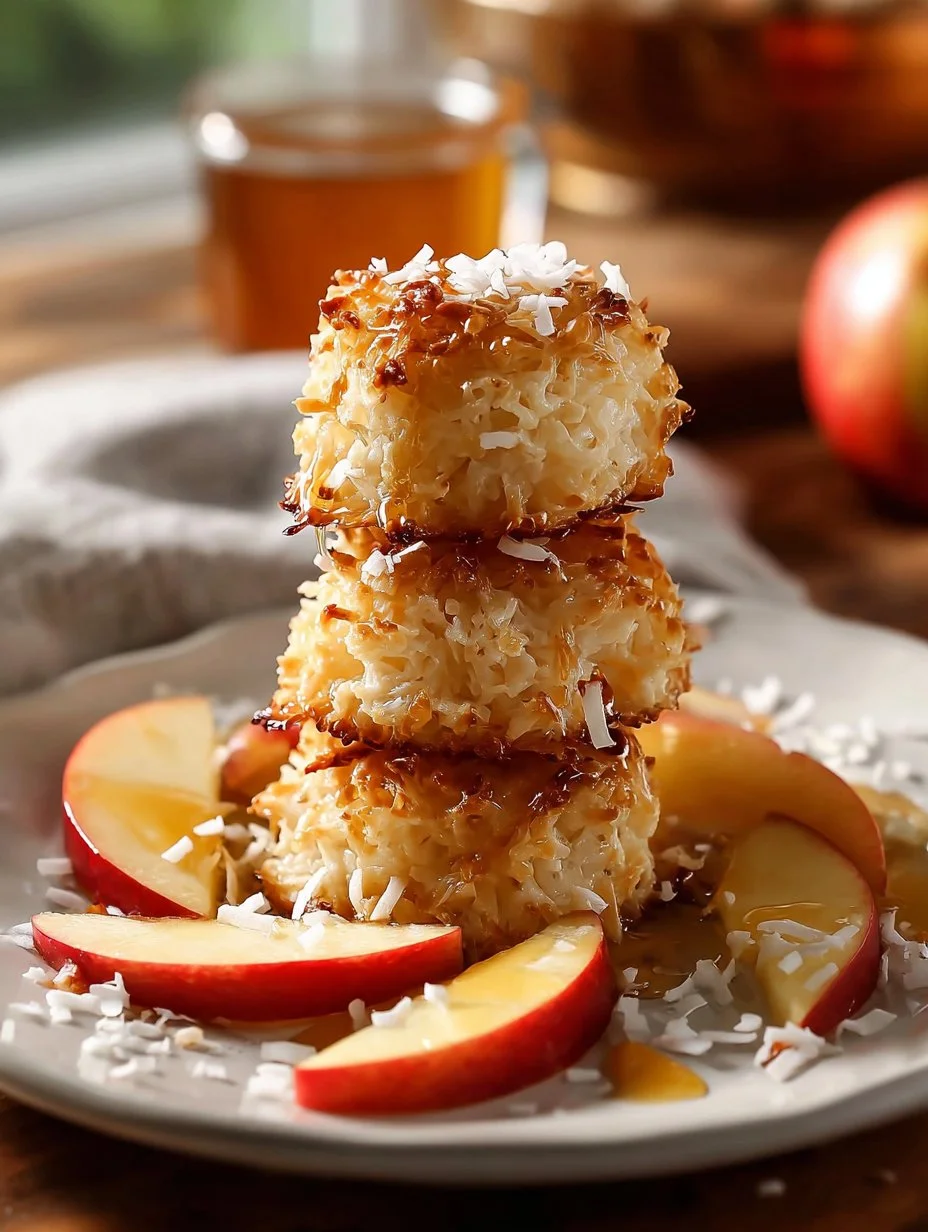 Bocados de requesón de manzana con canela servidos en un plato