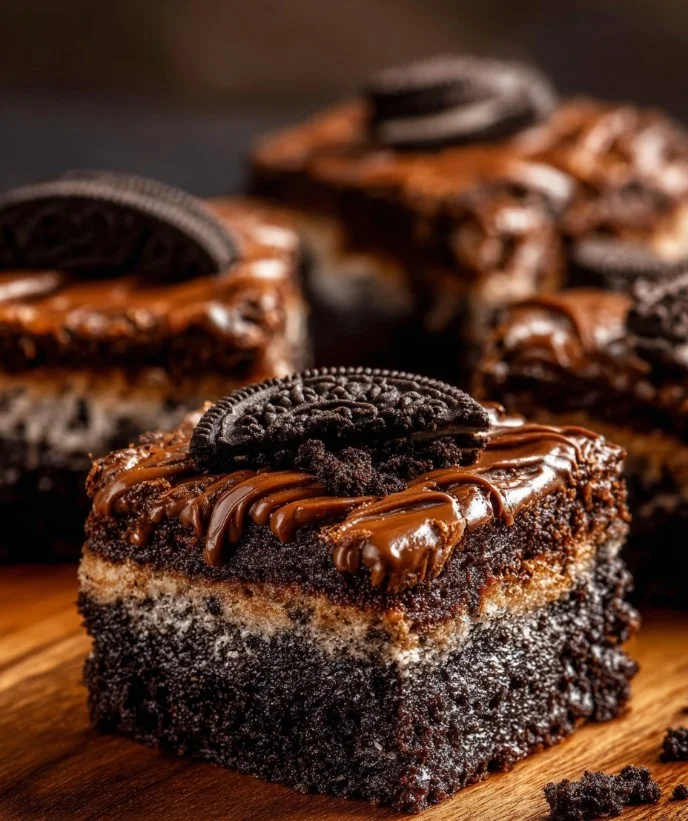 Deliciosos brownies rápidos recién horneados