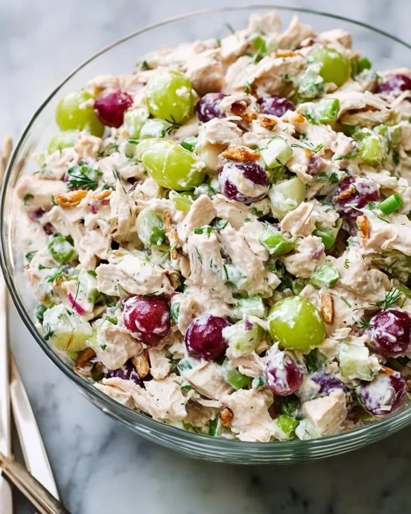 Ensalada de pollo con vegetales frescos y aderezo saludable.