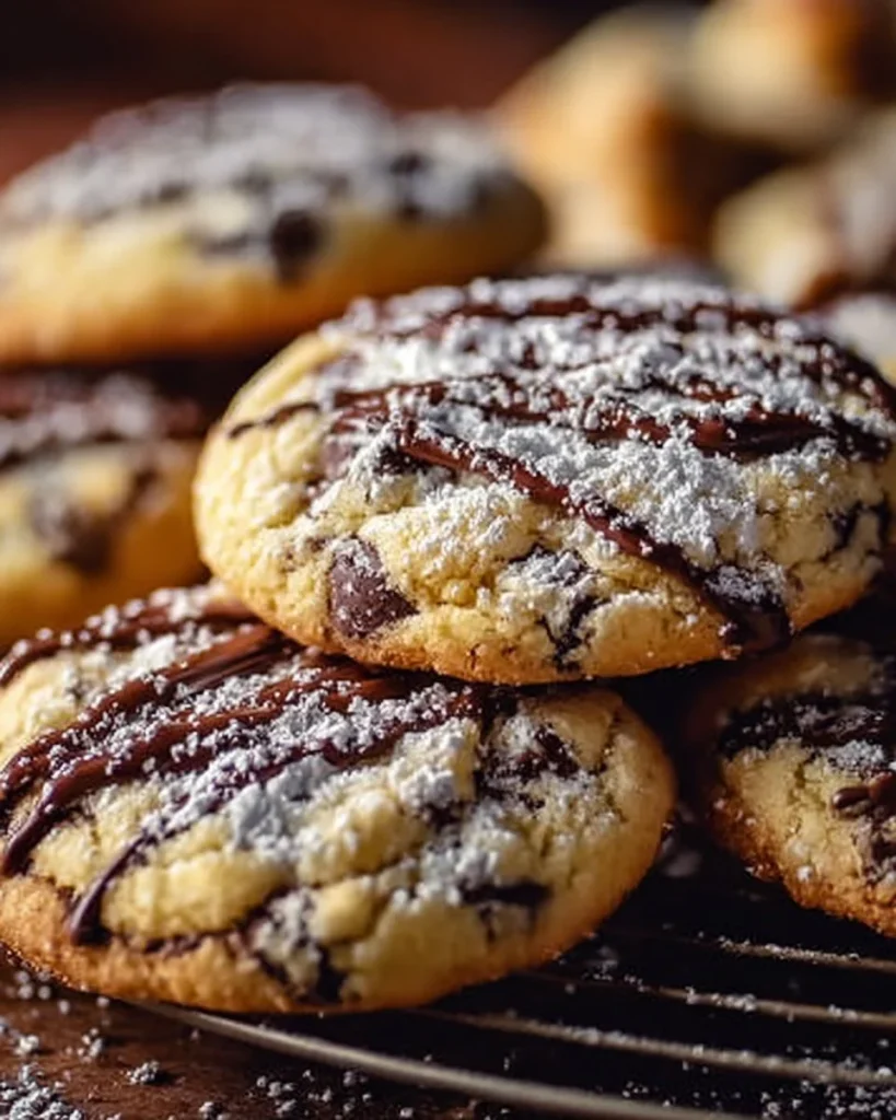 Galletas de cannoli recién horneadas decoradas con chocolate y nueces