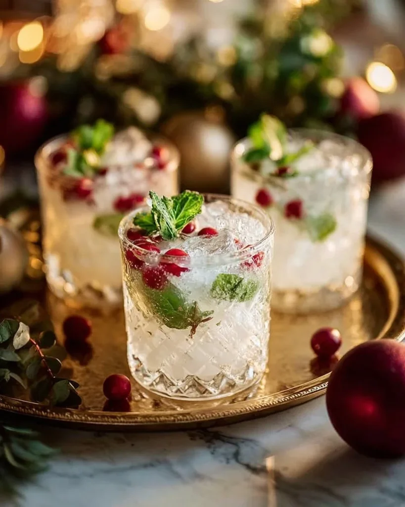 Mojitos de Navidad blanca preparados con hierbabuena y ingredientes tropicales.