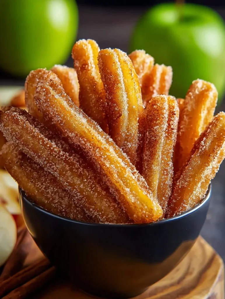 Papas fritas de manzana crujientes cocinadas en freidora de aire