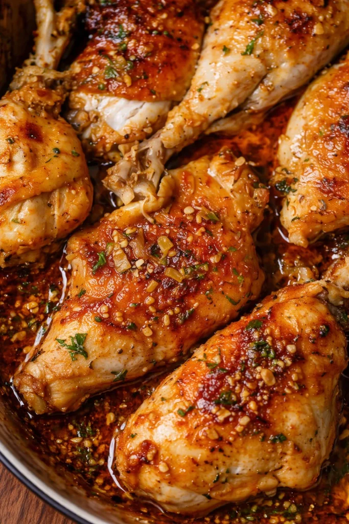 Pollo al horno con mantequilla de limón servido con guarniciones