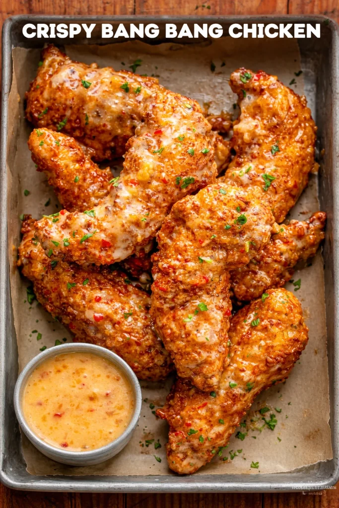 Receta de Pollo Bang Bang con sabores intensos y crujientes.