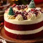 Cheesecake de Terciopelo Rojo decorado para Navidad