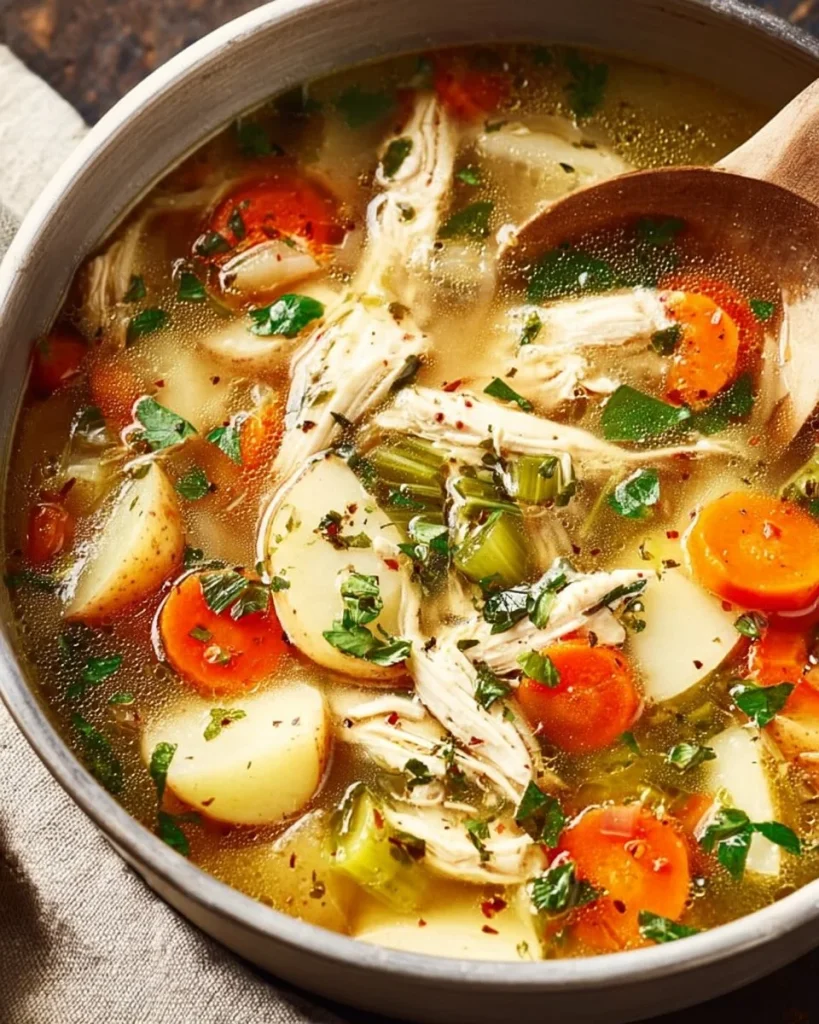 Sopa de Pollo Saludable llena de nutrientes y sabor