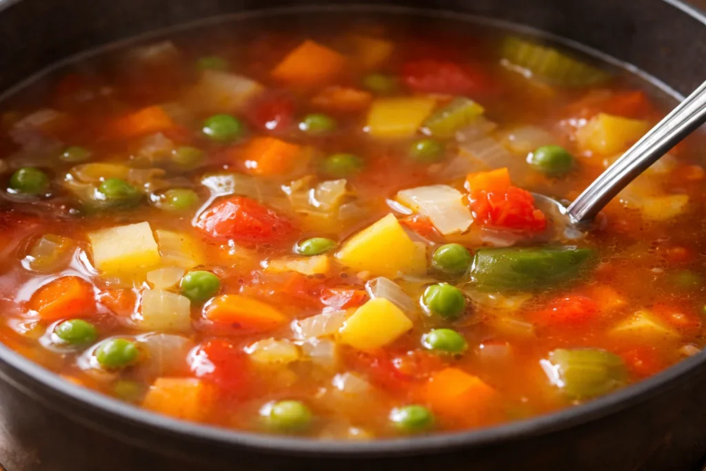 Sopa de Verduras de Gordon Ramsay lista para servir en un tazón