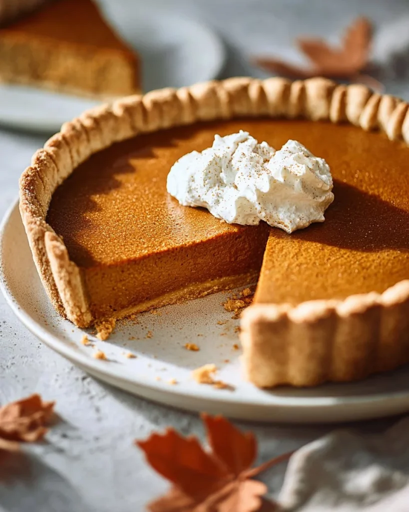 Tarta de Calabaza con Especias de Canela decorada con canela y nuez moscada