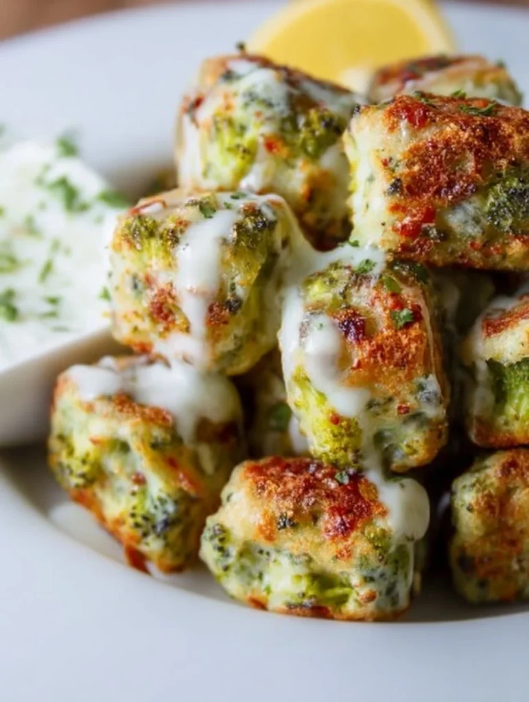 Tortitas de Brócoli recién hechas en un plato saludable y atractivo