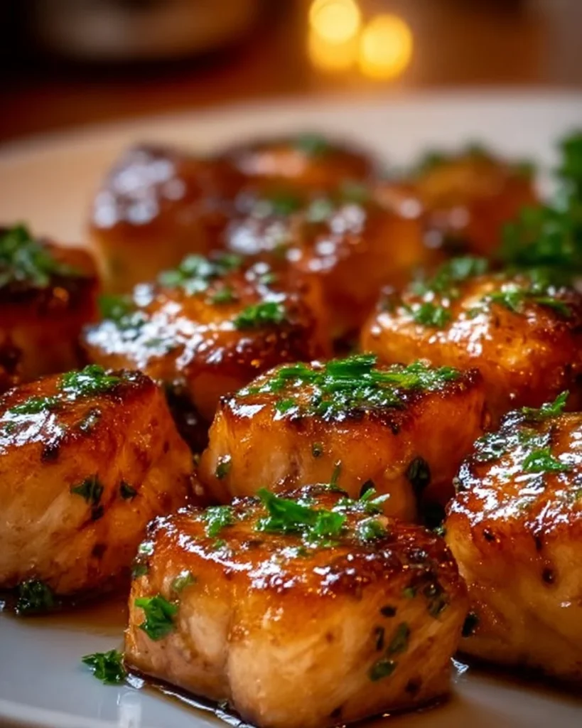 Bocaditos de salmón con miel y ajo preparados en freidora de aire