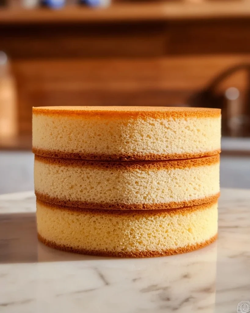 Bizcochuelo esponjoso para torta decorada con fresas y crema.