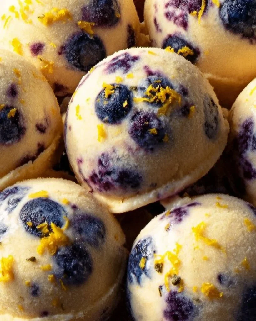 Bocaditos de proteína de requesón con limón y arándano