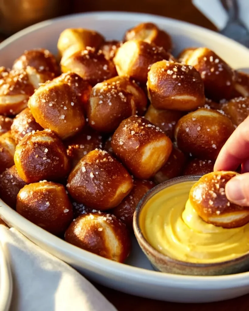 Bocados de pretzel crujientes y sabrosos, ideales para compartir