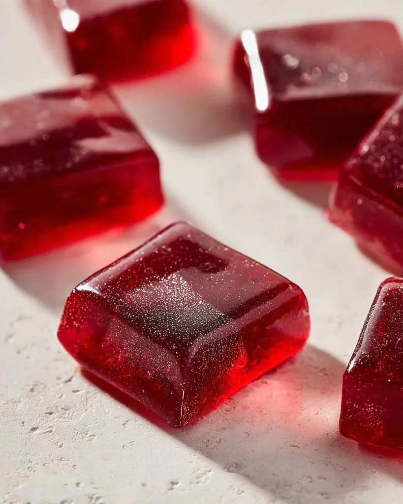 Caramelos festivos de arándano y granada en una presentación atractiva