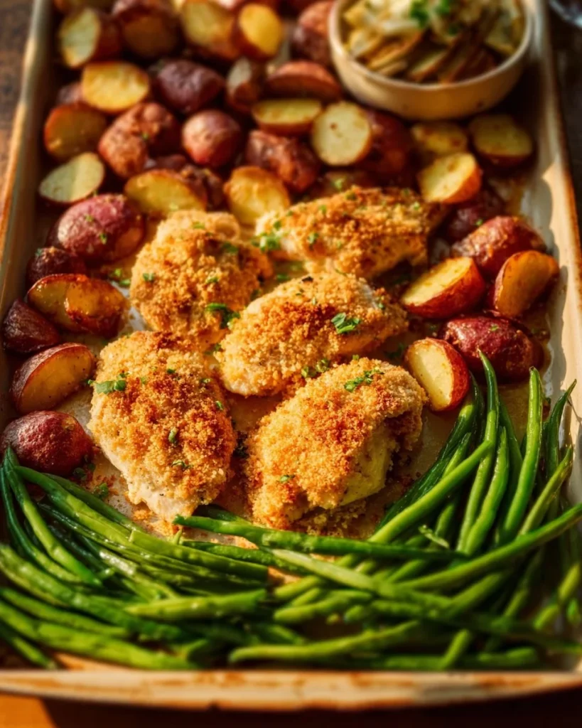 Pollo con Costra de Parmesano en bandeja lista para hornear