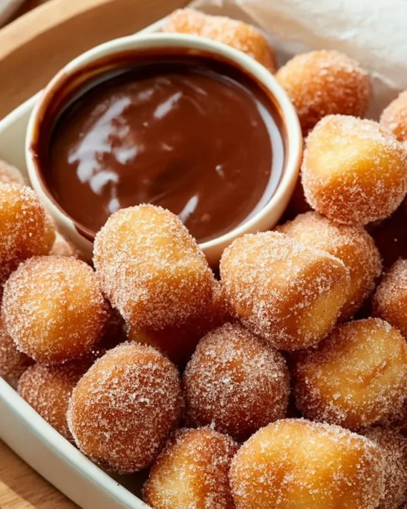 Churro bites crujientes recién hechos en la freidora de aire