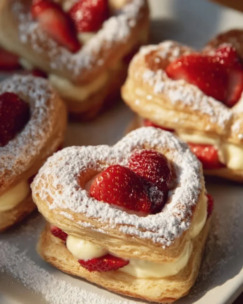 Danishes de Hojaldre de Fresa recién horneados en un plato.
