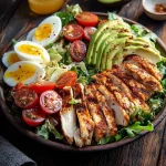 Ensalada Cobb de Pollo a la Parrilla Paleo con ingredientes frescos y saludables