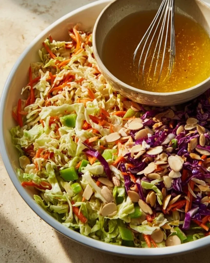 Ensalada de col crujiente con verduras frescas