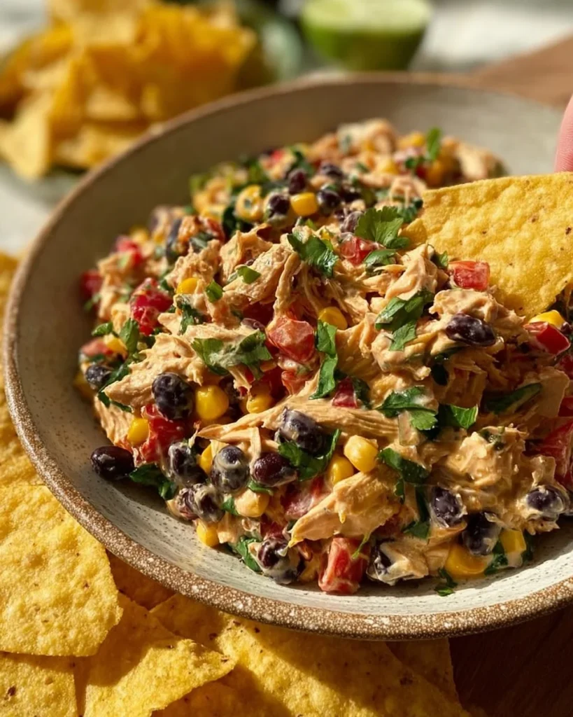 Ensalada de pollo del suroeste con ingredientes frescos y sabrosos