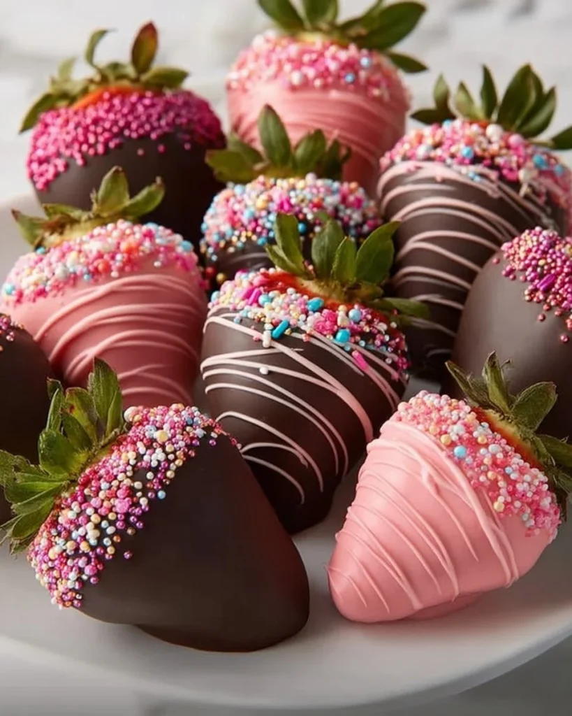 Fresas cubiertas de chocolate deliciosas y decorativas.
