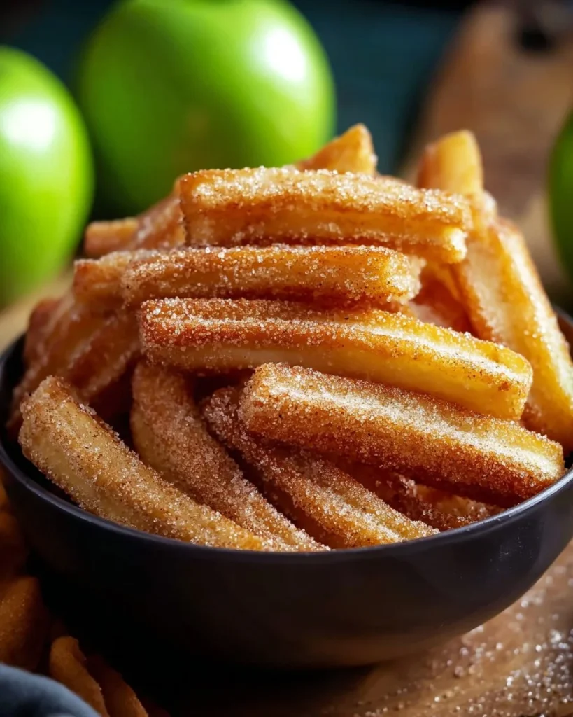 Frituras de manzana crujientes cocinadas en Air Fryer