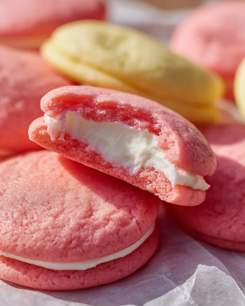 Deliciosas galletas de cheesecake de fresa recién horneadas