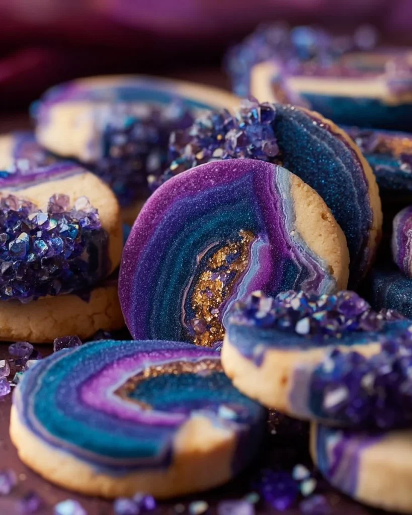 Galletas espirales mágicas recién horneadas en un plato decorativo