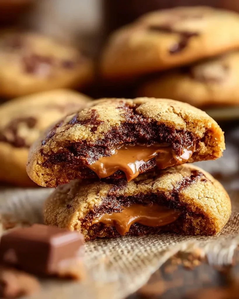 Galletas lava rellenas de mantequilla Biscoff recién horneadas