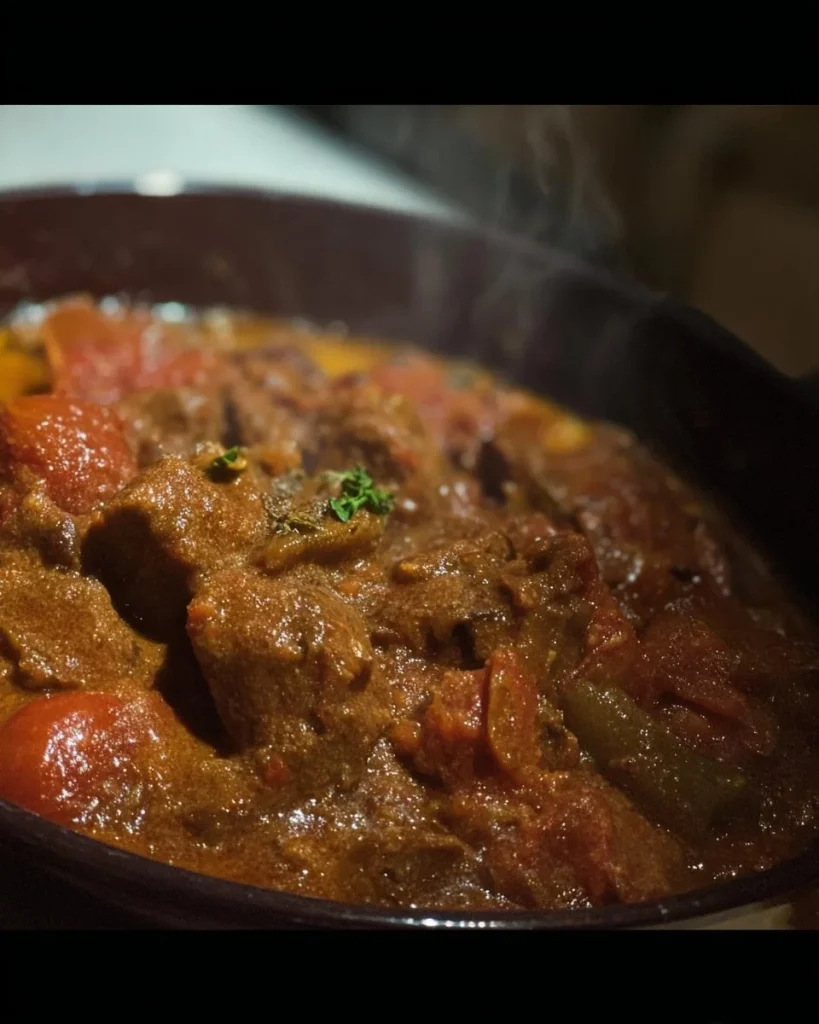 Plato de hígado de res guisado con guarnición colorida