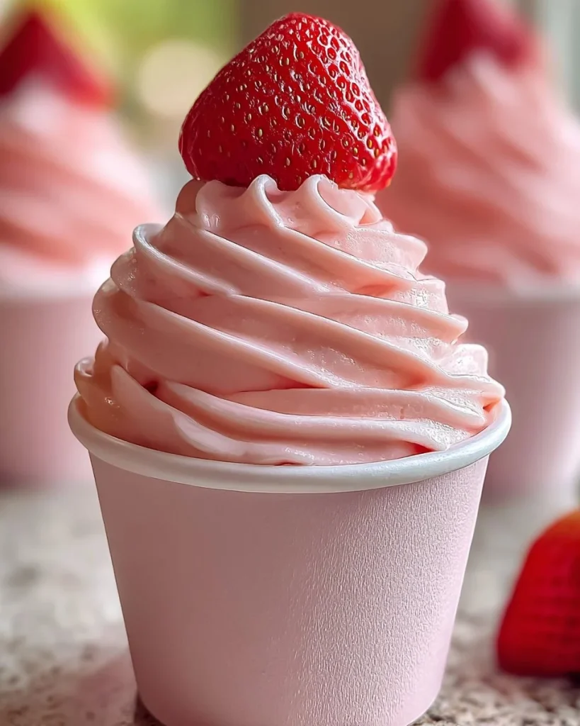 Tazón de Nieve de Fresa Dole servida con fresas frescas