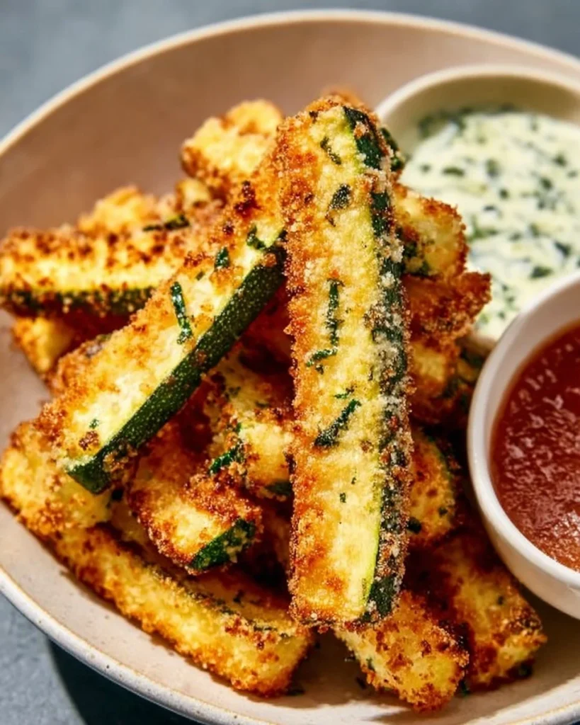 Papas fritas de calabacín al horno de aire, bajas en calorías y crujientes