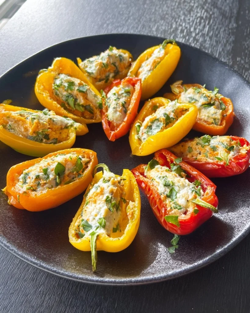 Mini pimientos rellenos de queso fácil y todo bagel listos para servir