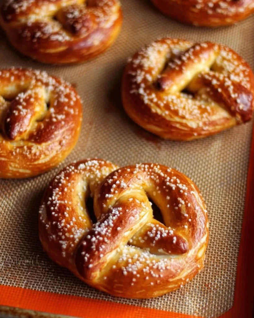 Receta de pretzels suaves caseros recién horneados