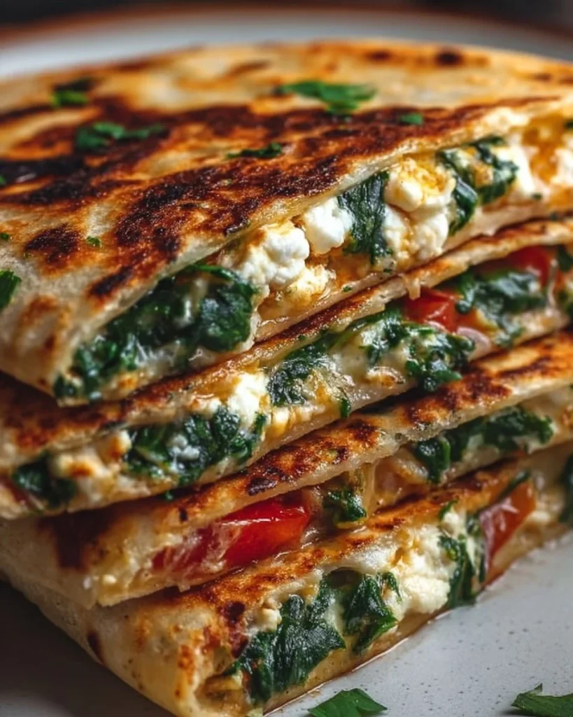 Quesadillas de Espinacas y Feta, una delicia saludable y sabrosa.
