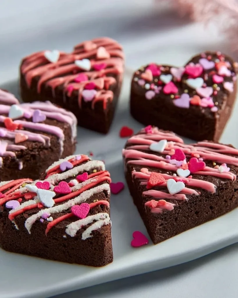 Brownies en forma de corazón, receta dulce y deliciosa