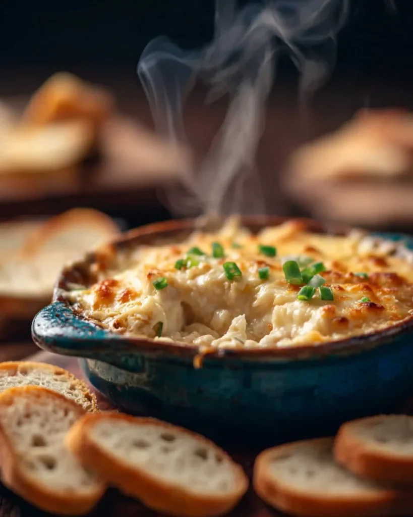 Dip de cangrejo de Joe's Crab Shack servido con galletas saladas.