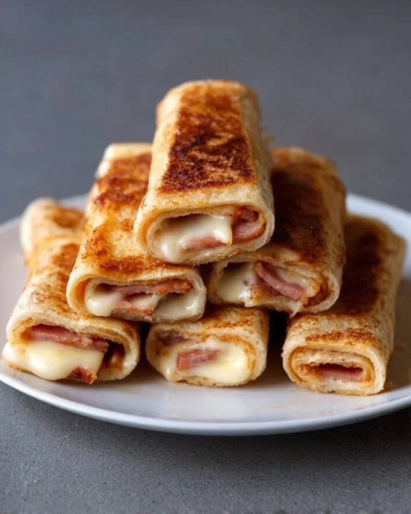 Rollos de queso a la parrilla dorados y deliciosos en un plato