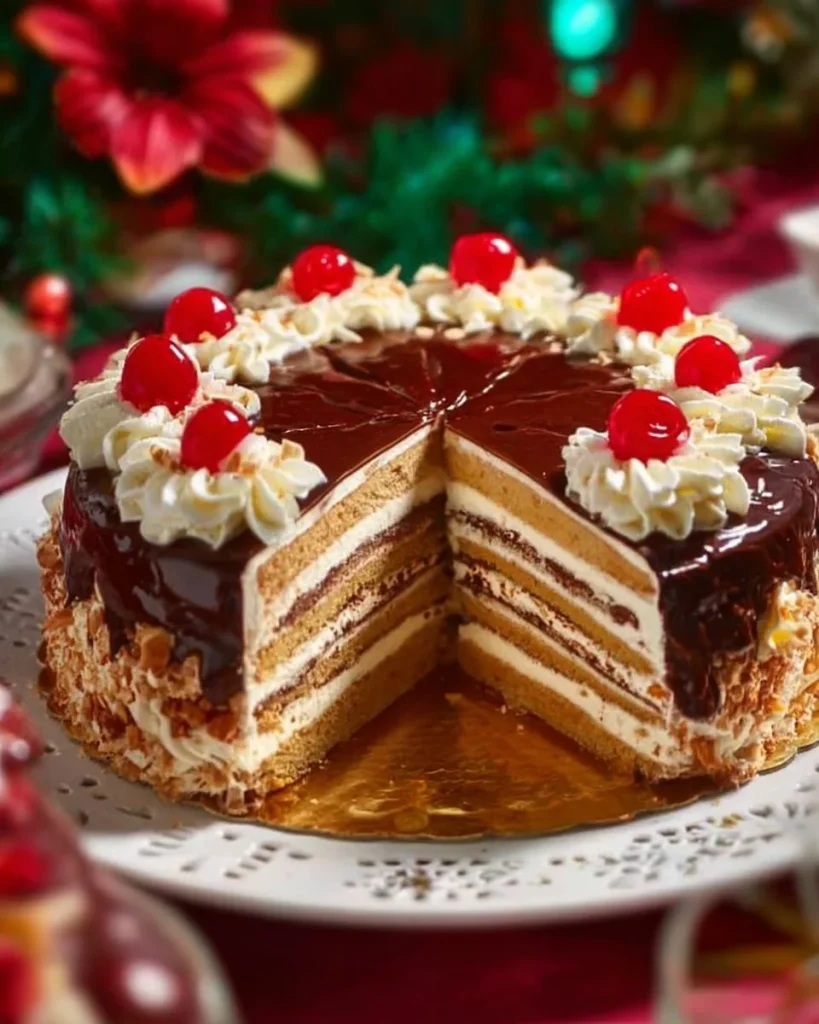 Tarta Charlota Asturiana con frutas y crema, un postre tradicional español