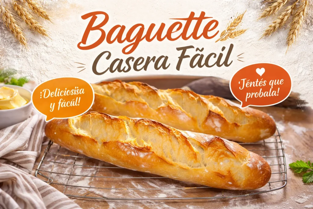 Baguette casera fácil recién horneada