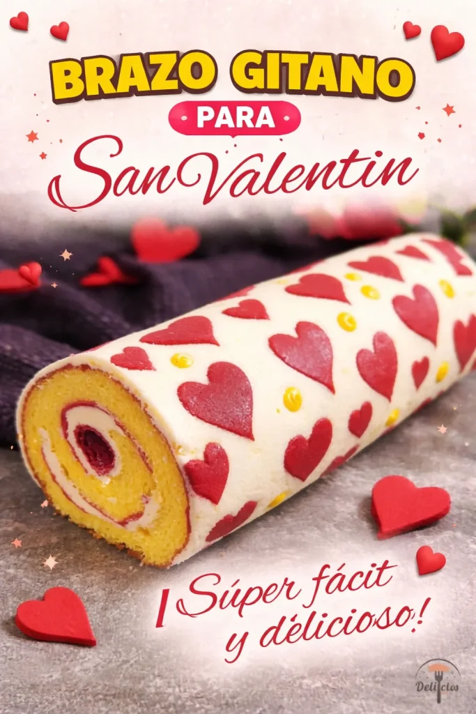 Delicioso Brazo Gitano decorado para San Valentín