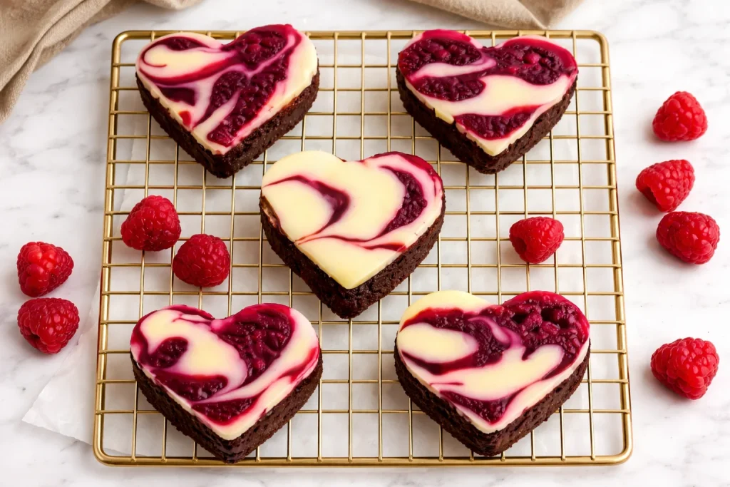 Brownies en forma de corazón decorados para una ocasión especial
