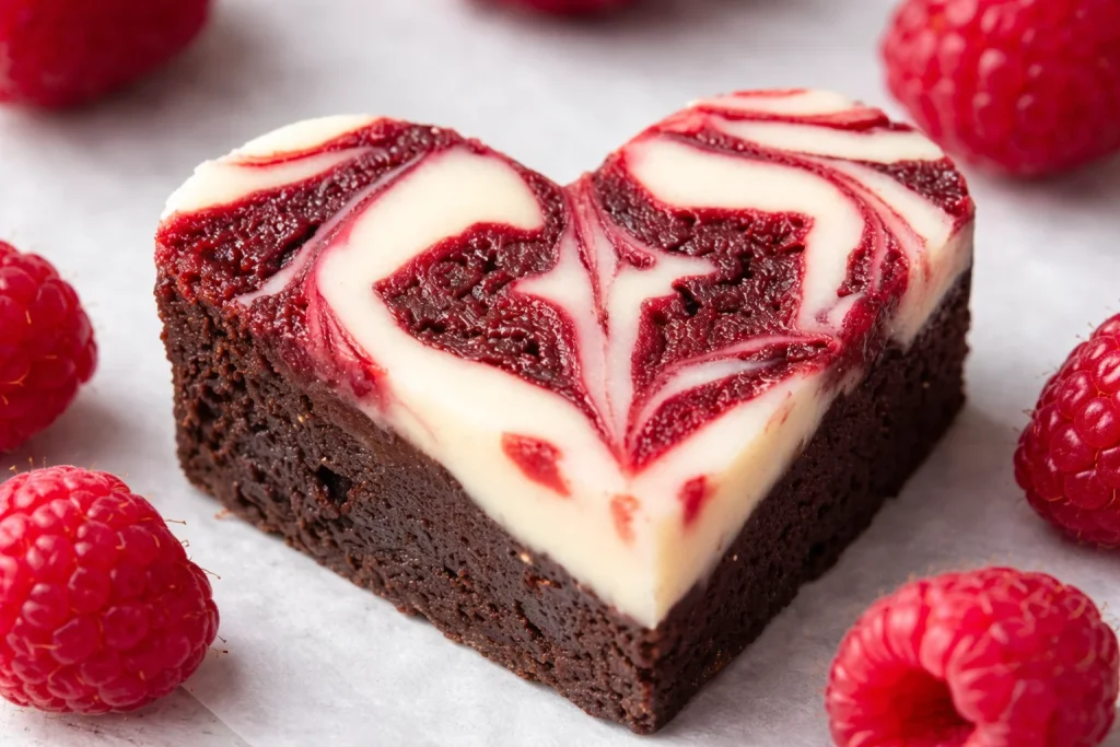 Brownies en forma de corazón decorados para el Día de San Valentín